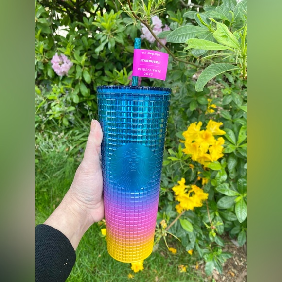 Starbucks NWT + Tim Singleton PRIDE Rainbow 24oz Gridded Tumbler “Kevin” - Picture 1 of 6